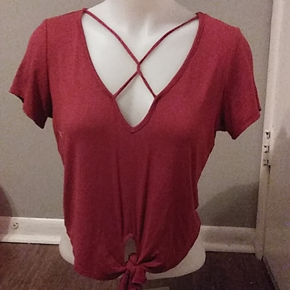 ❤SALE❤ Red Crop-Top with tie and X strings